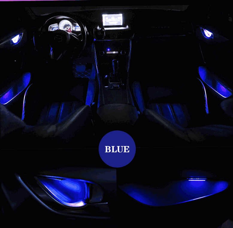 4 stücke Auto Umgebungs LED Licht Auto Innen Tür Schüssel griff Armlehne Licht Auto Tür Innen Dekorative Atmosphäbetreffend Lampe Universal-: Blau