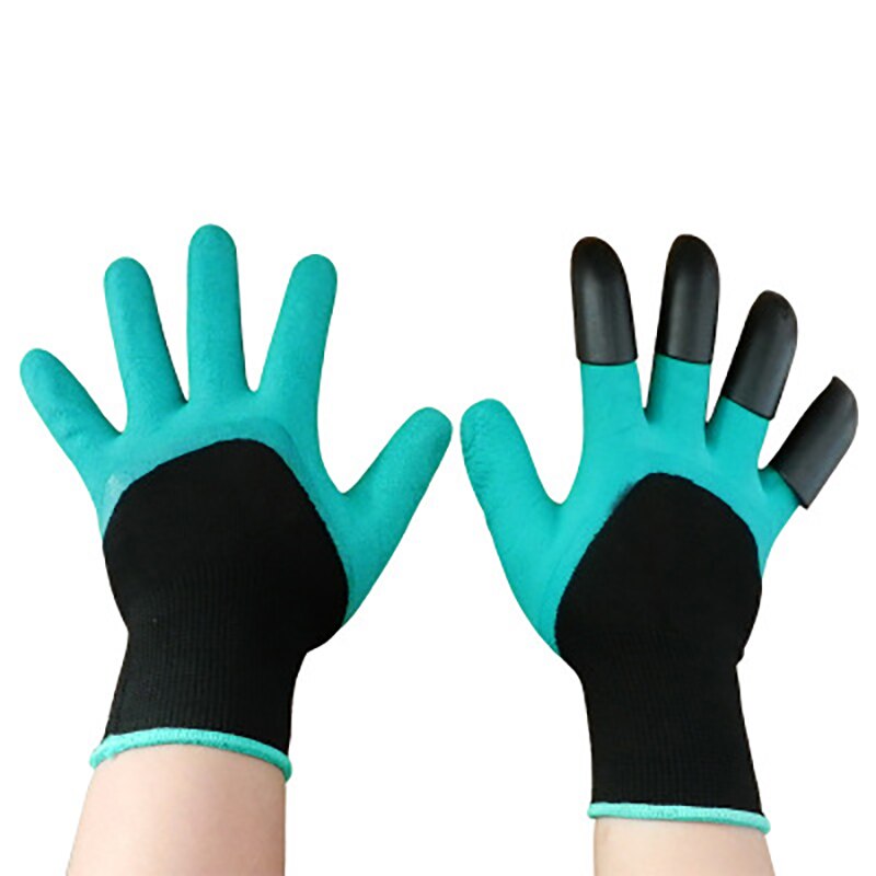 PROSTOEMER Green Garden Digging Gloves with 4 ABS Plastic Claws for garden Digging Planting 1 pair Garden Digging Gloves Tools