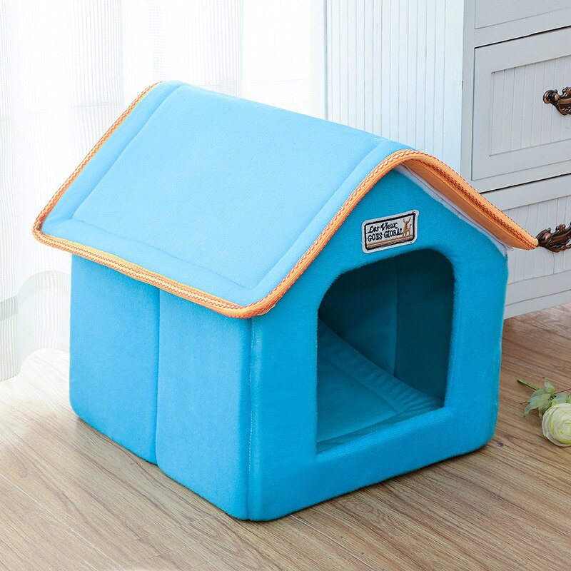 Maison pour chien chambre pliable pour chiens chenil nid chien chat lit petit moyen chiens hiver LePet Doopard chien chiot canapé coussin maison: Bleu / 49cmx42cmx38cm