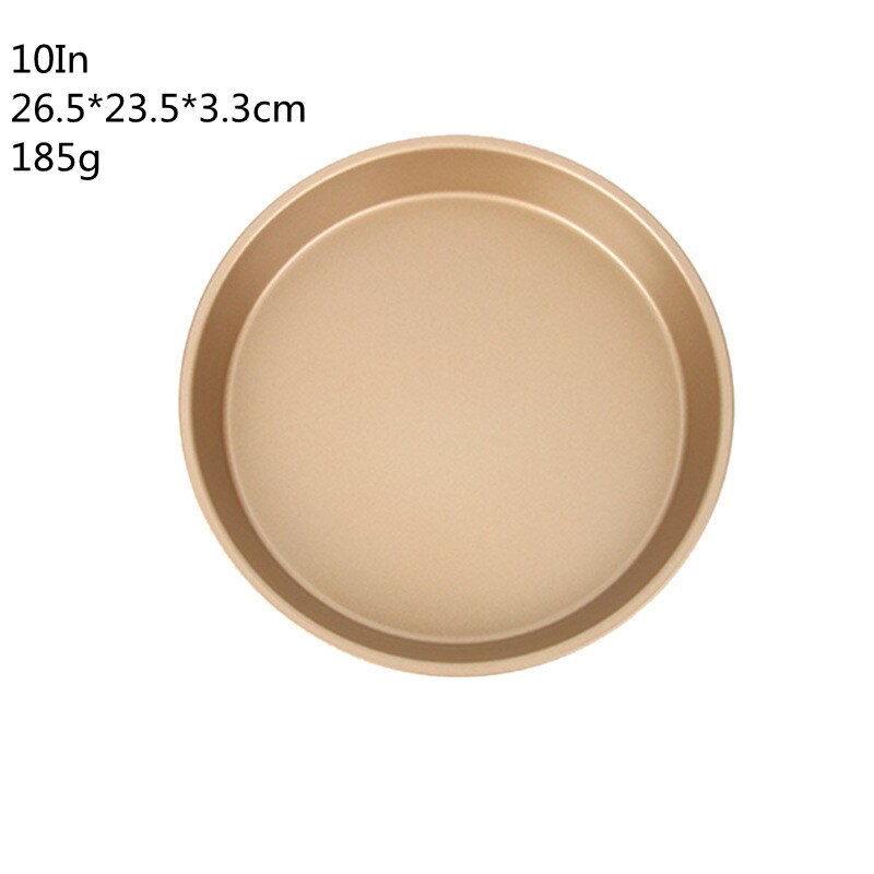 6/8/9/10 Inch Carbon Steel Non-stick Kitchen Round Pizza Plate Pizza Deep Dish Cake Mold Baking Pan Tool Mould Accessories: 10Inch-Gold