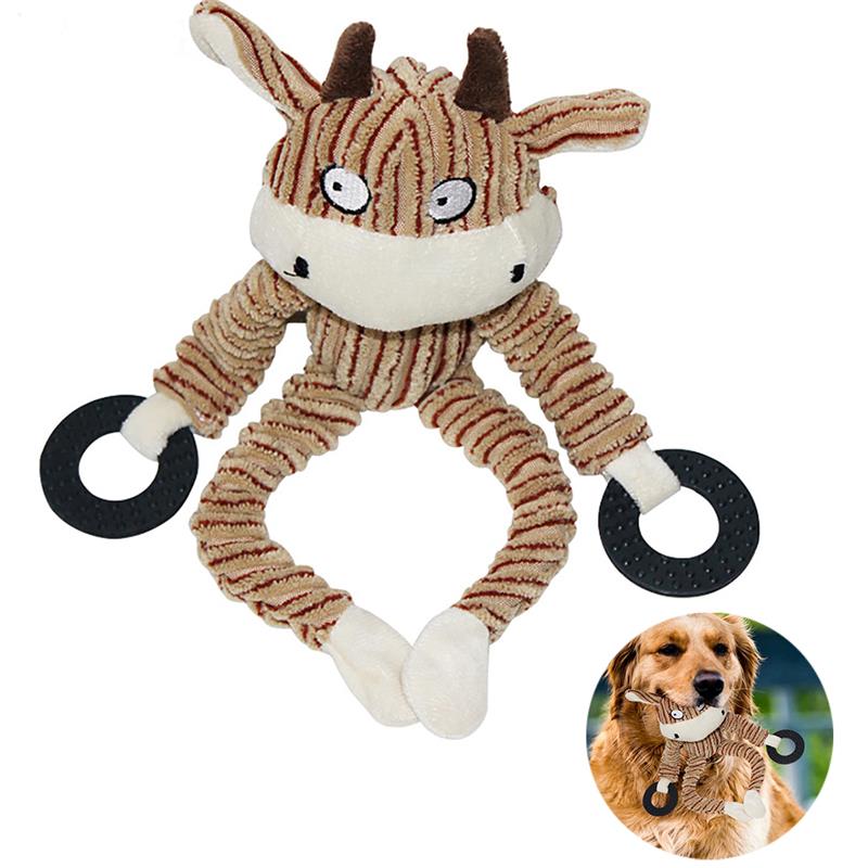 Funny Pet Dog Toys Chew Squeaky Toys Cow Bear Plush Chewing Sound Molar Bite Grinding Animal Shape for Dogs Cat Toys: Cattle B