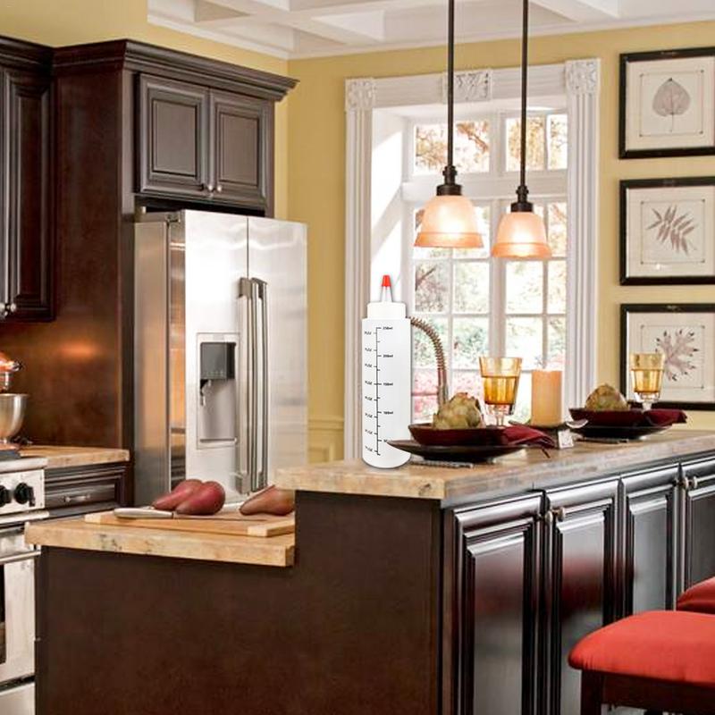 5 teile/satz 250 ML Kunststoff Nadel-nase Flasche mit Skala quetschen Flasche Mit Dicht Kappe Soße Salat squeezable Flaschen