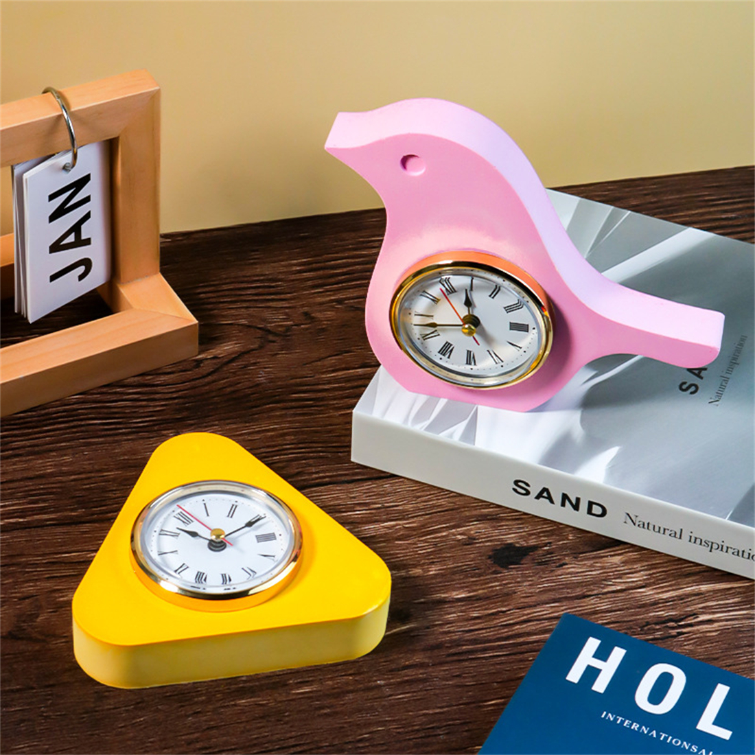 Molde de silicona para reloj pequeño, mesa con números romanos, molde de resina Epoxy para verter, bolsa para casa de pájaros, adorno, molde para hacer cemento