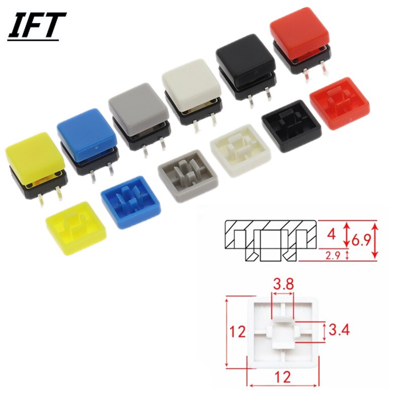 50pcs A14 Short Feet Square Switch Button Cap Match 12*12*7.3 Switch use