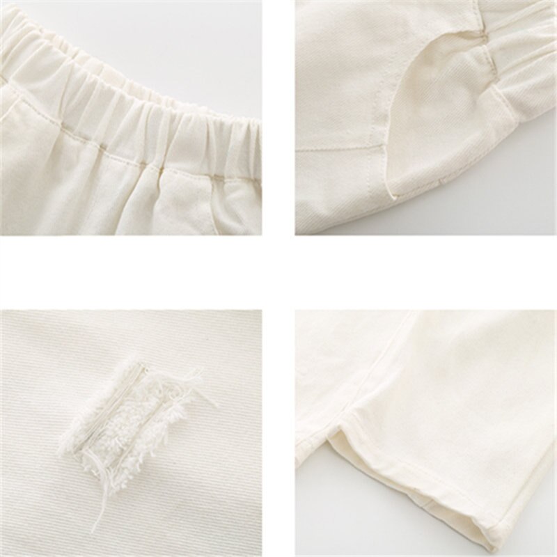 Pantalon en Denim blanc pour adolescentes de 4 à 14 ans, nouvelle de printemps, avec lettres imprimées, Jeans déchirés de Style coréen, vêtements pour enfants,