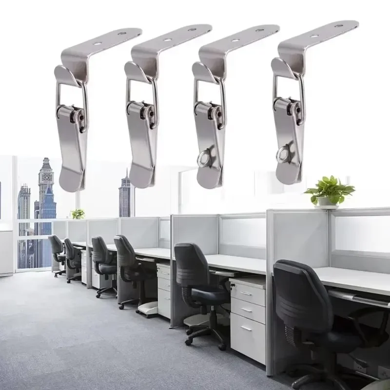 16/2PCS 90 Degree Box Closure Lock Duck-mouth Buckle Hook Spring Loaded Draw Toggle Hasps Clamp for Cabinet Door Metal Clasps