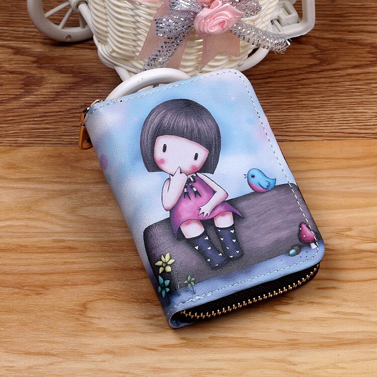 Bank Card Bag Girls Cartoon Small Wallet PU Leather Coin Purse Business ID Credit Card Holder Case Women Mini Clutch Bag: C