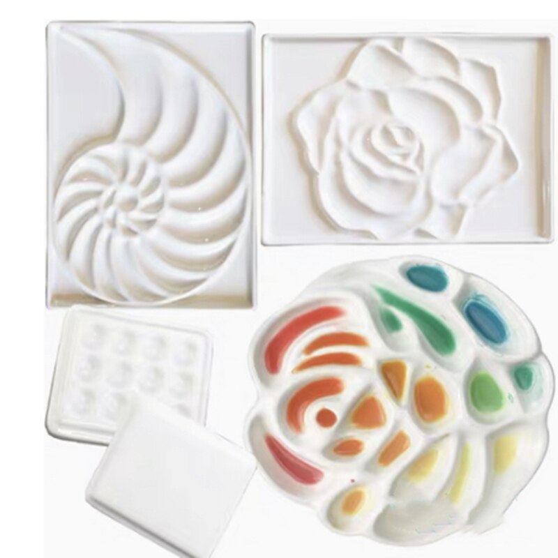 Paleta de acuarelas de artista de cerámica, paleta de cerámica Gouache en forma de rosa, hueso, China, suministros de pintura en forma de flor