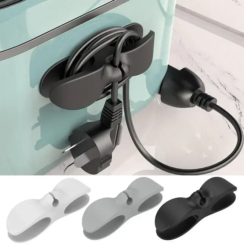 Organizador enrollador de cables para el hogar, fijador de enchufe sin rastro para cables de alimentación, herramienta de gestión de cables y almacenamiento de cocina