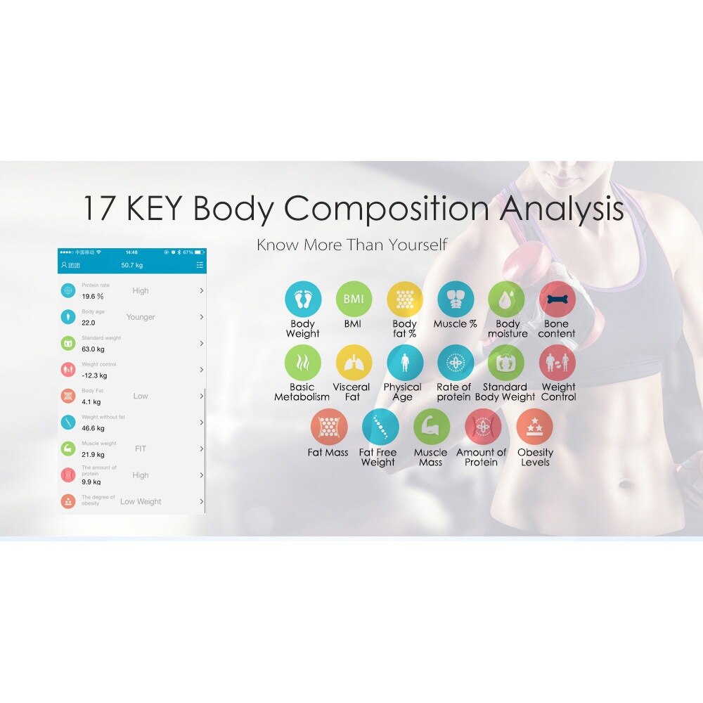 WIFI Body Fat Scale LCD Display Electronic Steelyard Weight BMI Muscle Visceral Body Scales Toughened Glass Accurate Scales