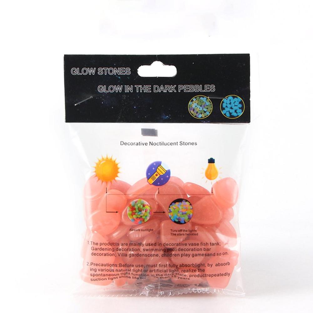 50 pçs cor artificial luminosa pedra fluorescente pedra brilhante inglês completo saco embalagem tanque de peixes paisagismo