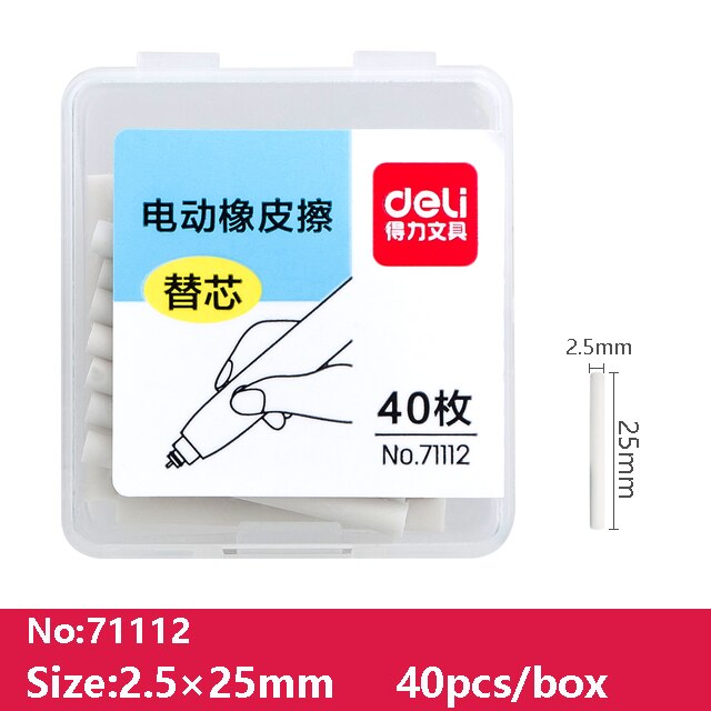 Deli Pencil Drawing Mechanical Electric Eraser Cute Kneaded Erasers for Kids School Office: 71112 Rubber core