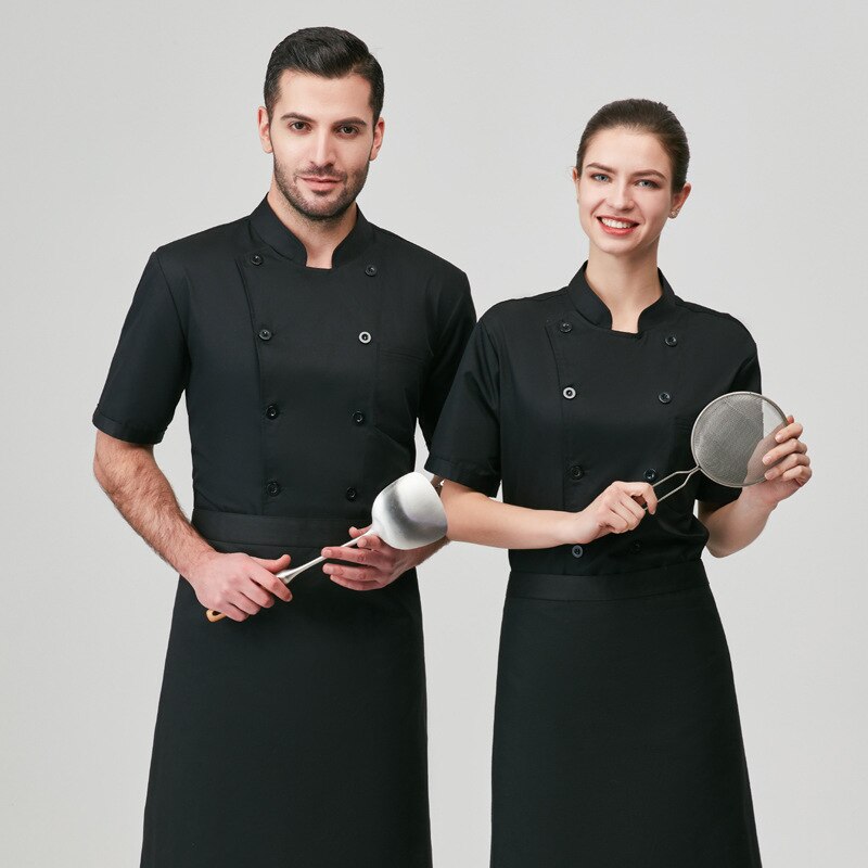 Uniform Male Short-sleeved Baking Restaurant Hotel Kitchen High-end White Chef's Spring And Summer With Short Sleeves