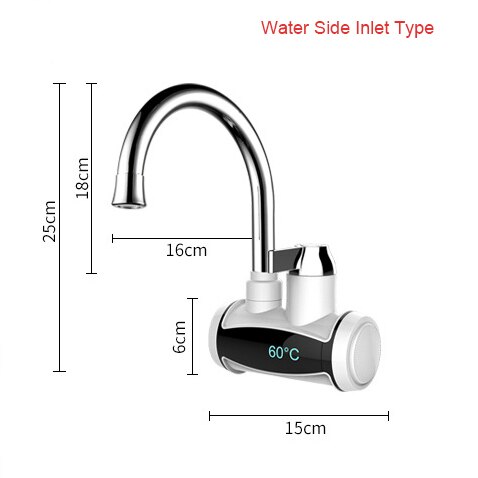 Instant Electric Heating Tap Faucet Kitchen Tankless Instantaneous Water Heater Bathroom Temperature Display 3000W EU: Water side inlet / AU Plug