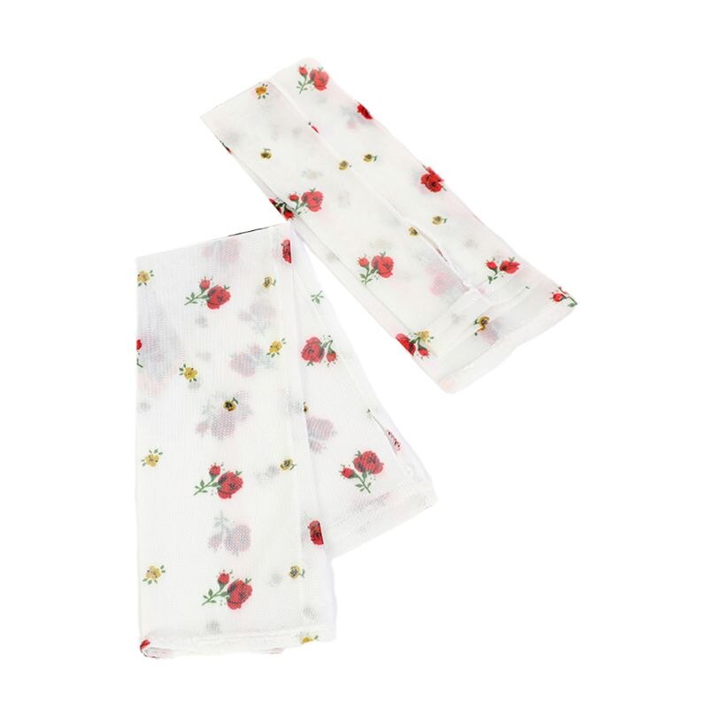 Dames ijs zijde mesh vingerloze lange mouwen armwarmers cover geometrische strepen bloemen maan bedrukt uv-bescherming rijden half fi: 6
