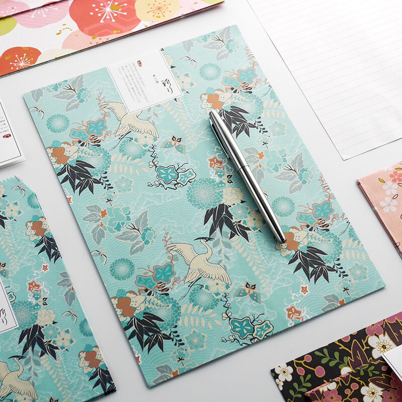 Japanese Style 24pcs Letter Paper 12pcs Envelope Set Drawing Party Greeting Card School Scrapbooking Vintage Envelope