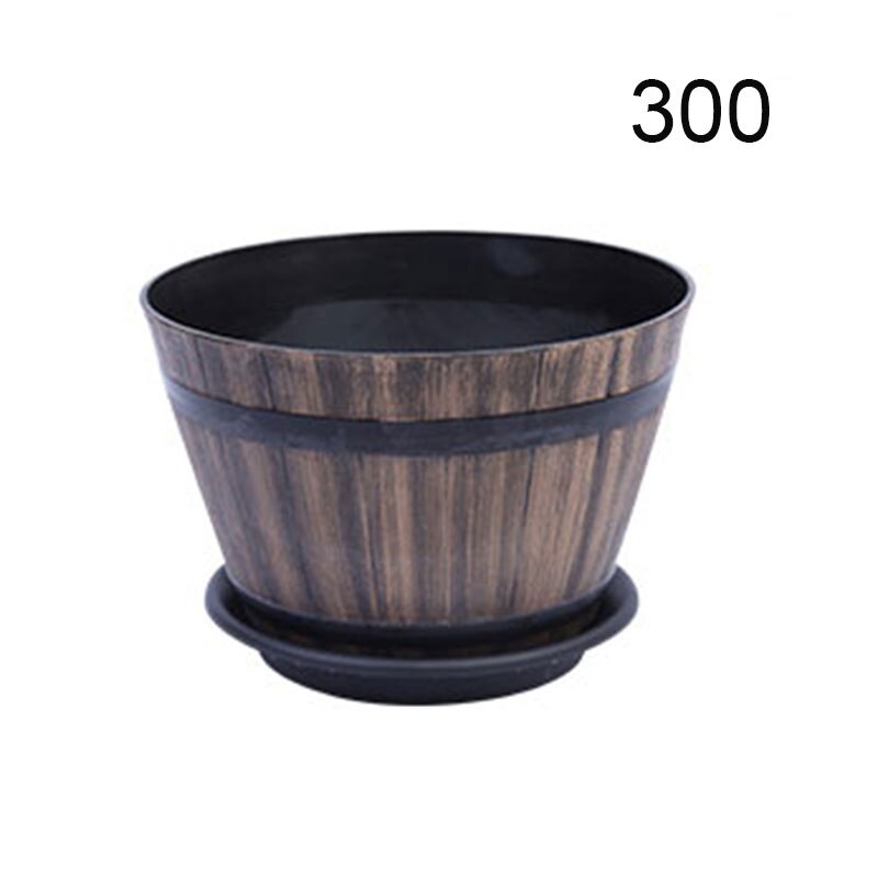 Resin Whiskey Barrel Flower Pot Round Planter Indoor Outdoor Garden Yard Patio MSU88