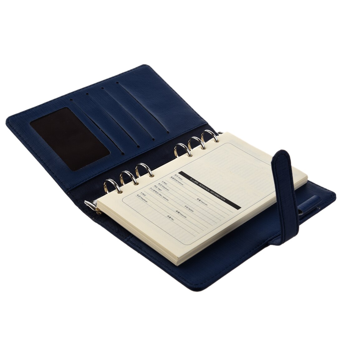 Pocket Organiser Planner Leather Filofax Diary Notebook Blue