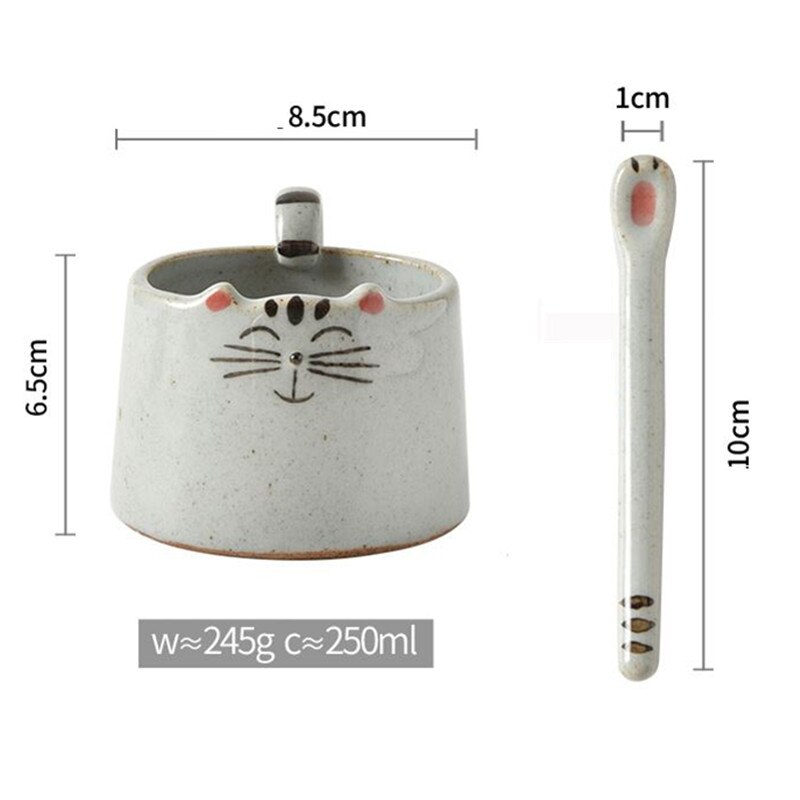 Cute Cat Coffee Mugs Saucer Spoon Cartoon Tea Cups Drinkware