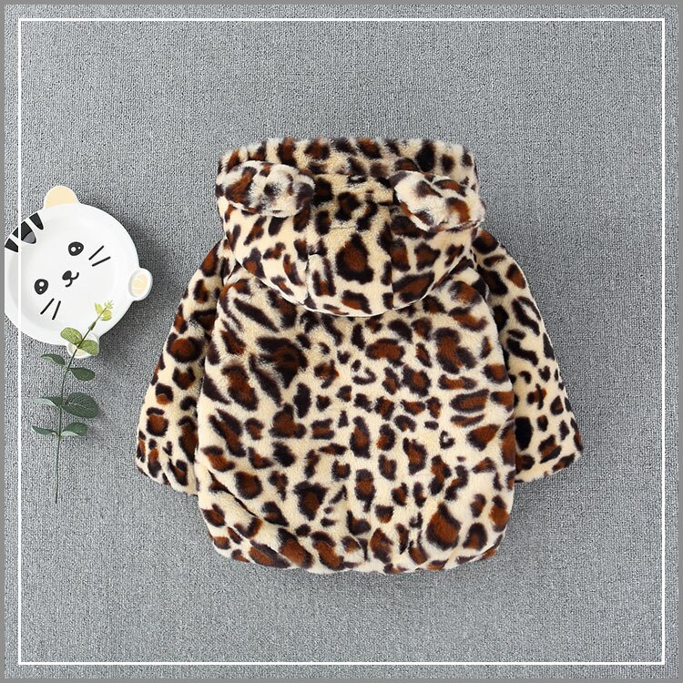 invierno niñas niños leopardo estampado más abrigo de terciopelo cómodo lindo ropa de bebé ropa de niños