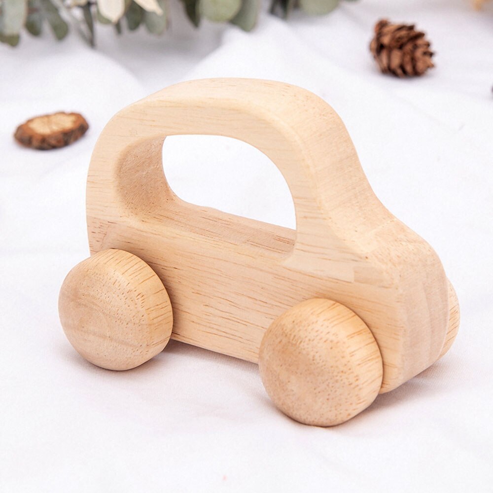 1Pc Peuter Baby Houten Kar Bijtring Inertie Trolley Auto Baby Grijpen Spier Meting Training Handgemaakte Houten Baby Speelgoed: F