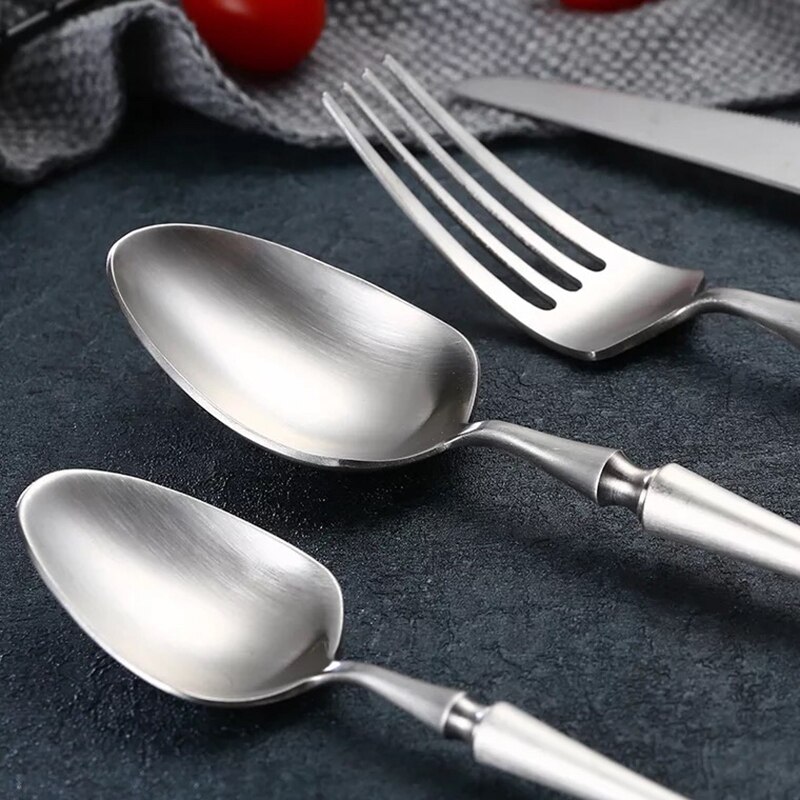 Matte Black Cutlery Set for 304 Stainless Steel Dinnerware Set Fork Knife Scoops Silverware Set Home Western Tableware Set