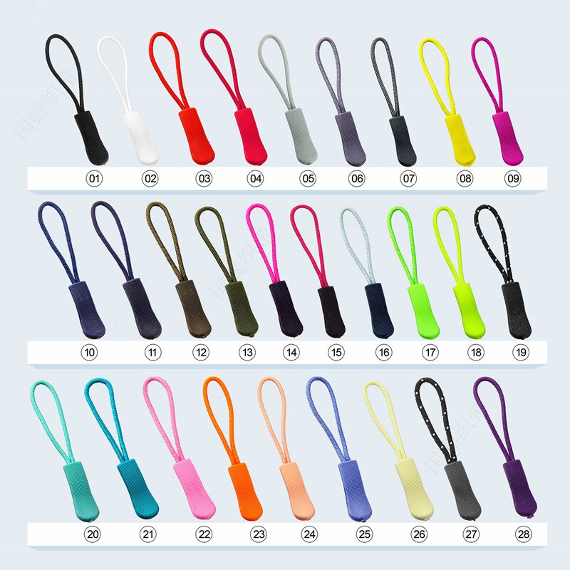 Lot de 50 tirettes de fermeture éclair, pour fixation d'étiquettes de cordon, clip de remplacement pour fermeture éclair, boucle coulissante, sac, valise, vêtements, tente, sac à dos