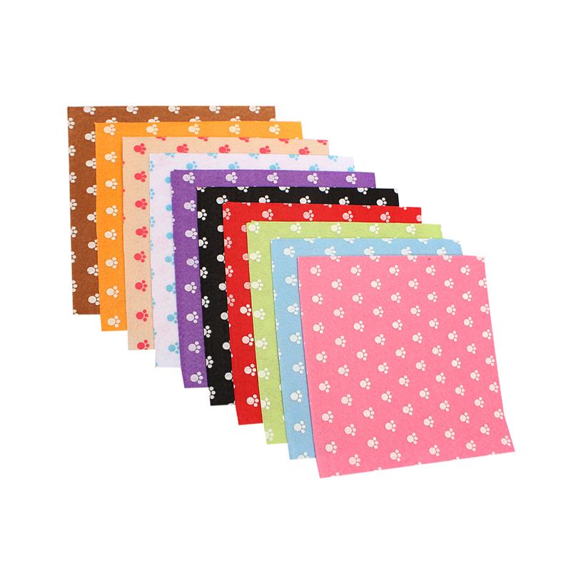 20 stuks handwerk diy non-woven stof materiaal diy accessoires voor speelgoed kunst knutselen 30 x 30cm( kittenpoot patroon , 10 kleuren)