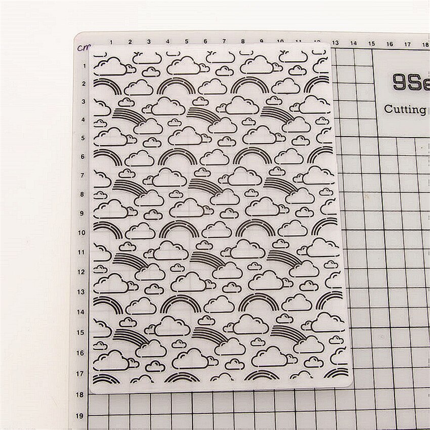 12.6x17.8cm Rainbow cloud folders Plastic bump Scrapbooking DIY Template Fondant indentation Cake Photo Album Card Make