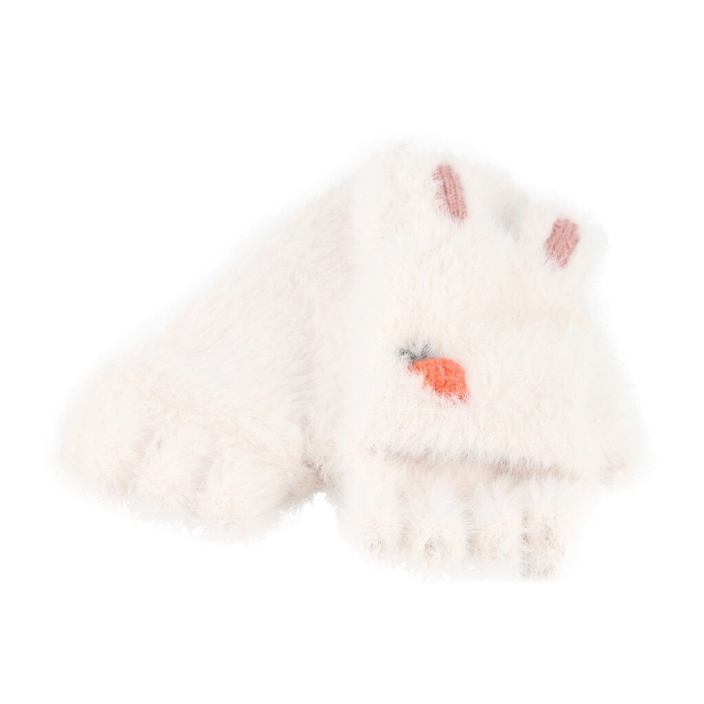 freundlicher handschuhe Winter freundlicher Handschuh Plüsch Umgedreht Halb Finger Ich bin Freien Warme Handschuhe handschoenen kinderen Baby Winter handschuhe: weiß