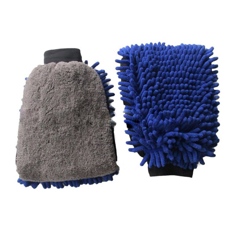 Guantes de microfibra de chenilla resistentes al agua para lavado de coches, manopla gruesa para limpieza de coches, cepillo de cera para cuidado automático, de doble cara: type1 blue