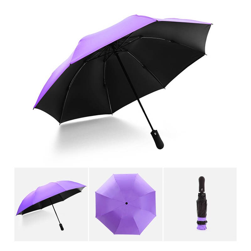 Solid Color Fully Automatic Folding Umbrella Business Gentleman An Open Short Handle Umbrella
