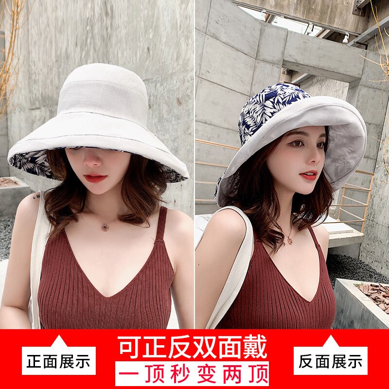 neue Fischer Kappe Weiblichen Sommer Ich bin Freien Sonnenschutz Sonnenschirm Kappe Koreanische Freizeit doppelseitige Topf Kappe Baumwolle Kappe: Beige