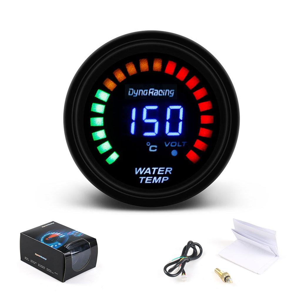 Auto Water Temp Gauge 20 ~ 150 ℃ C 2 "52Mm Universele Led Rook Len Digitale 12V water Temperatuur Meter Met Sensor Auto Gauge