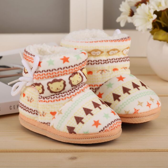 Botas gruesas de terciopelo para bebé, zapatos para primeros pasos de fondo suave, zapatos para niños recién nacidos, zapatos para bebés, zapatos para niños y niñas, suela blanda para invierno: Yellow Boots / 13-18 meses