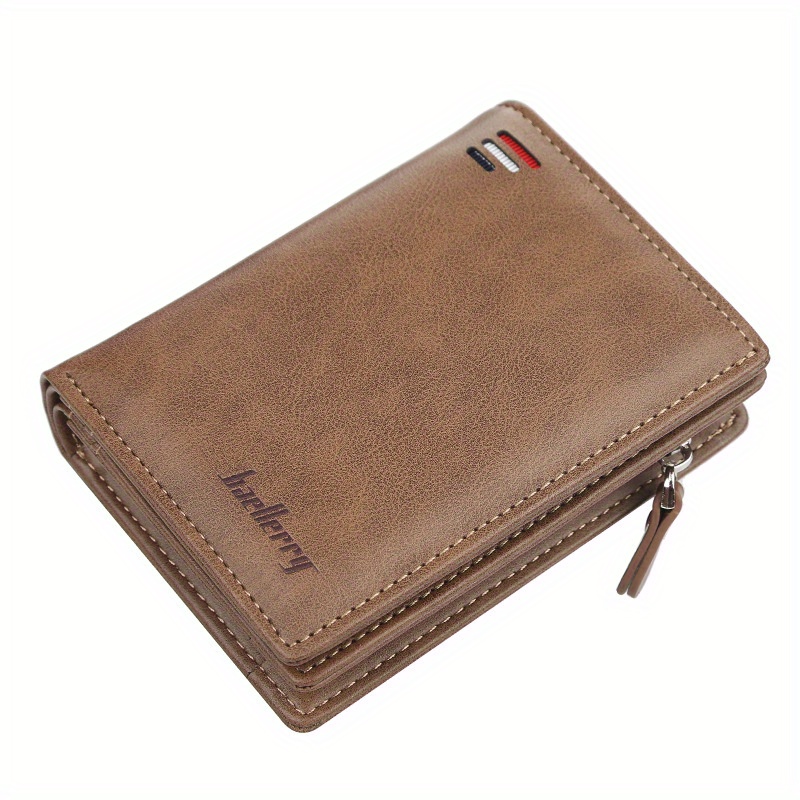 Men Wallets Zipper Card Holder Male Purse PU Leather Coin Holder Wallet: Blue