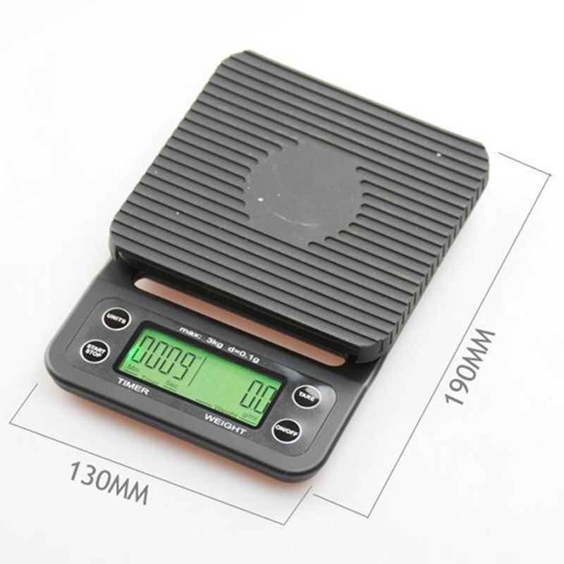 Coffee Scale with Timer High Accuracy Kitchen Food Scale with Tare Function 3KG Max Load 0.1G Precision Sensor