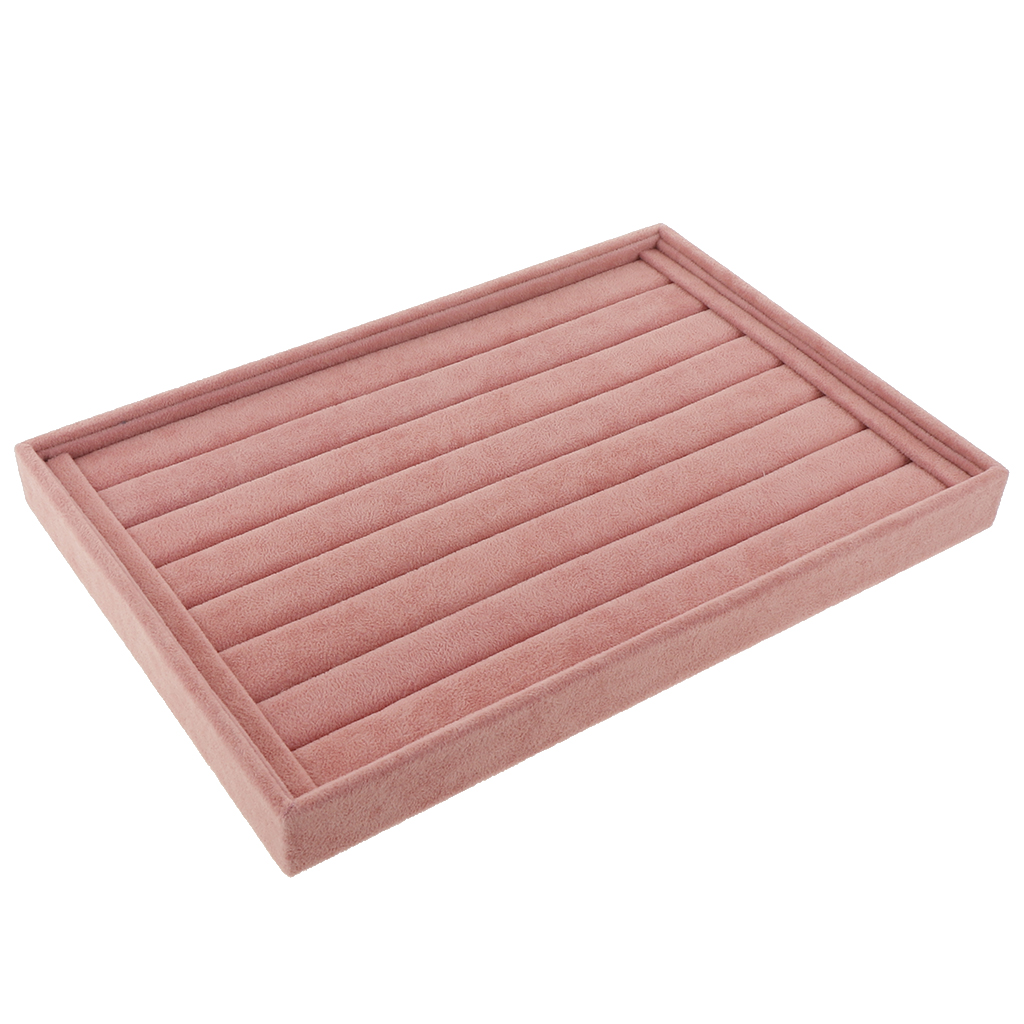 Fløjl smykker ring display organisator sag bakke holder halskæde øreringe bangle smykker opbevaring smykkeskrin stå lyserød: 3 35 x 24 x 3cm