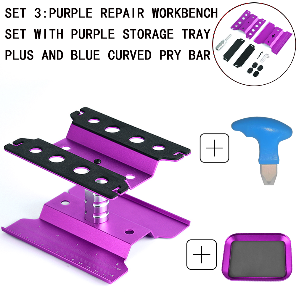 Herramienta de coche RC, soporte de trabajo de elevación, plataforma de montaje, estación de reparación giratoria de 360 grados para coche trepador de Buggy 1/10 1/8: plum