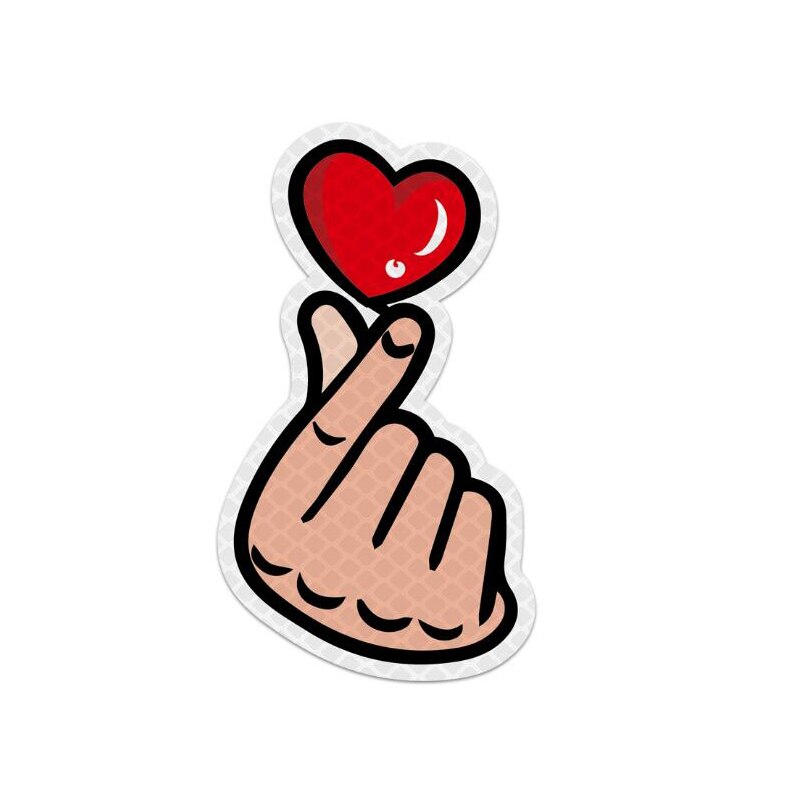 2 pcs Reflective Stickers Cartoon Heart Shape Hand Car Decals Scratches Modification Vehicle Decoration Made with 3M