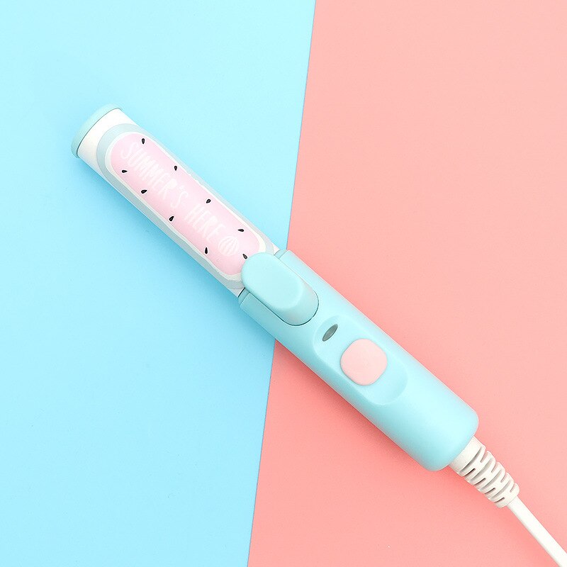 Buckle Mini Hair Curler Straightener Electric Splint Hair Curling Irons Travel Hair Tools Cute Candy Color Flat Iron: 03