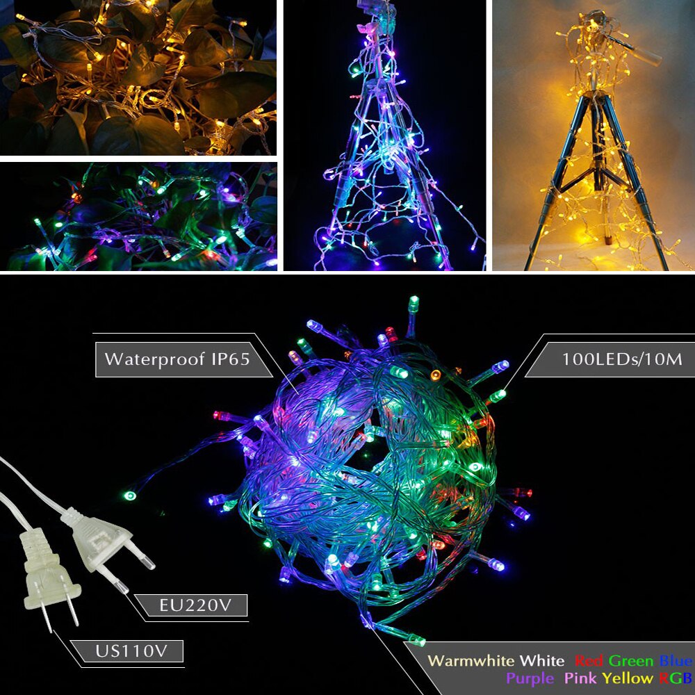 Flexible 220V 110V Waterproof LED Light String Garland for Party Wedding Christmas Decor 10M 100 LEDs Chain Fairy String Lights