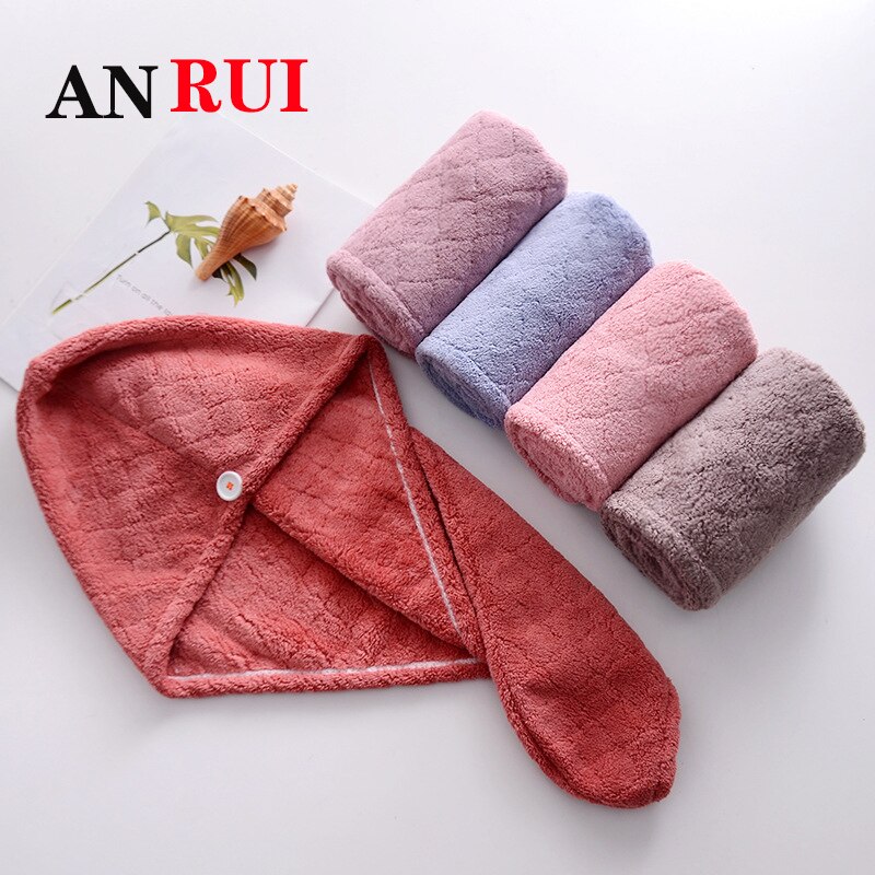 ANRUI 100% Cotton Ladies Hair Drying Cap Quick Dry Towel Bath Cap, Wraps Moisture Absorbent Household Bathroom Amenities