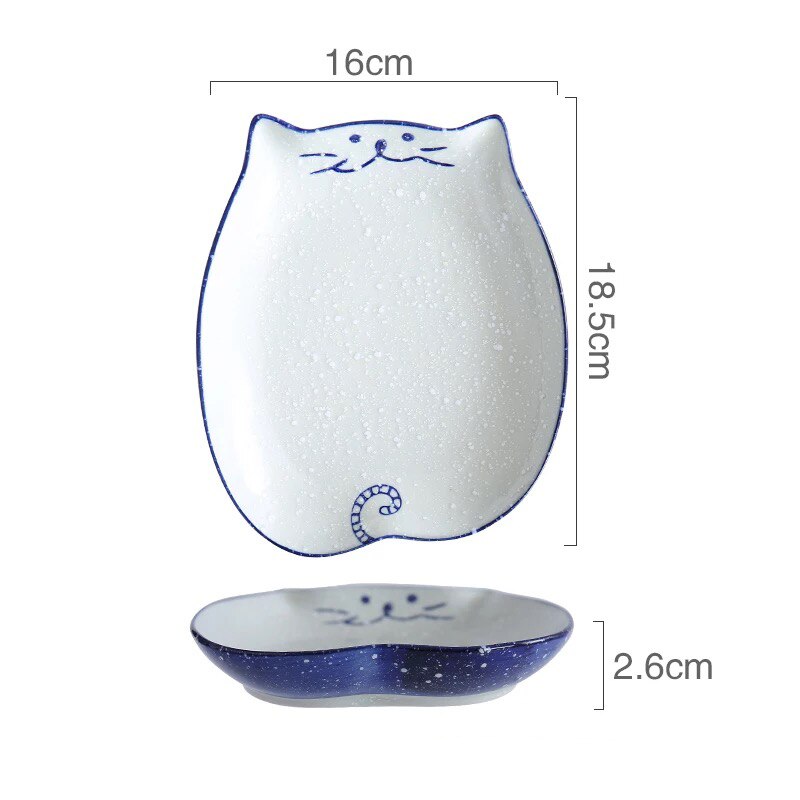 Japansk tecknad söt katt keramik soppskål handmålad porslin ris nudelskål middag dessert biff sallad tallrik servis: 7.75 tums platta b