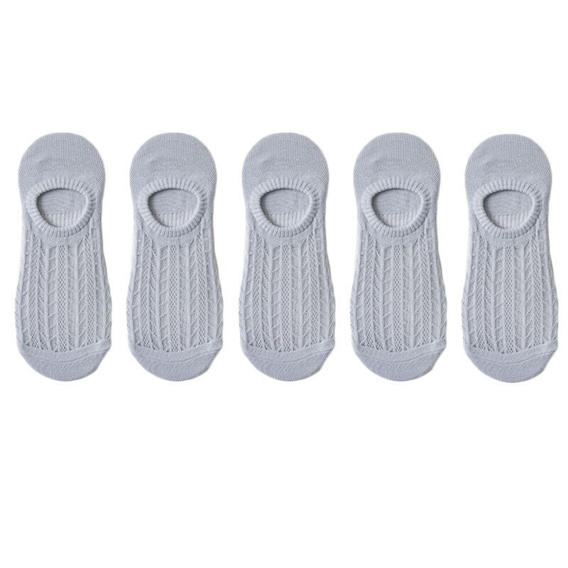 5 paia/lotto calzini invisibili in cotone Mujer antiscivolo Chaussette caviglia bassa donna femminile calzini da barca No Show Calcetines traspiranti: 5 Pairs Gray