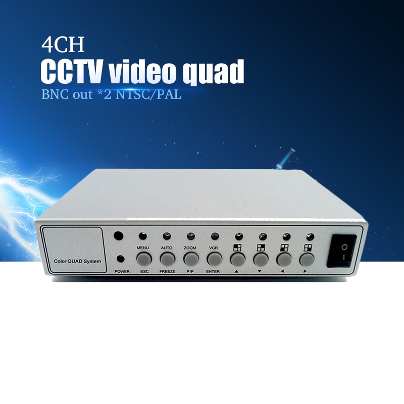 Yiispo 4ch farve video digital farve quad splitter processor cctv system kit switcher metal sag med 4in 2 ud bnc adapter