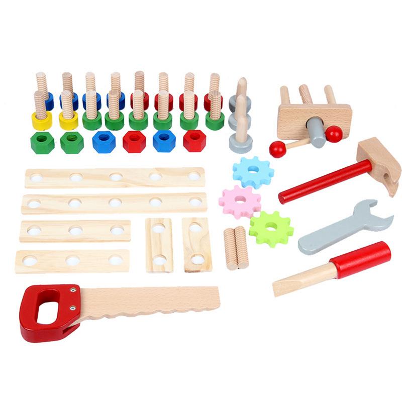 Solid Wood Project Workbench Play Nut Building Set Colorful Interactive Intelligent DIY Toy Early Education For Boys And Girls