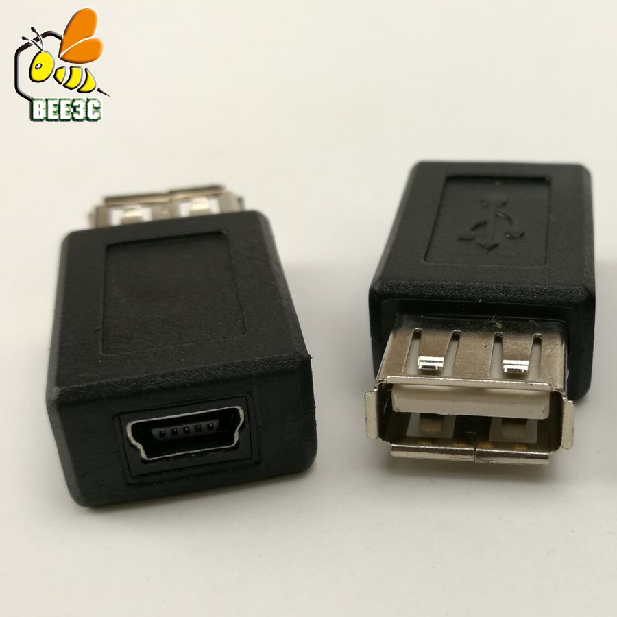 USB female to mini usb 5pin female black adapter 100 pcs