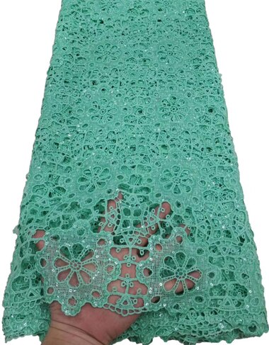 Nigerian laces Fabric With Sequins African Cord Laces Fabrics,Nigerian Guipure milk silk Lace Fabric For Wedding YTB114: AS PIC6