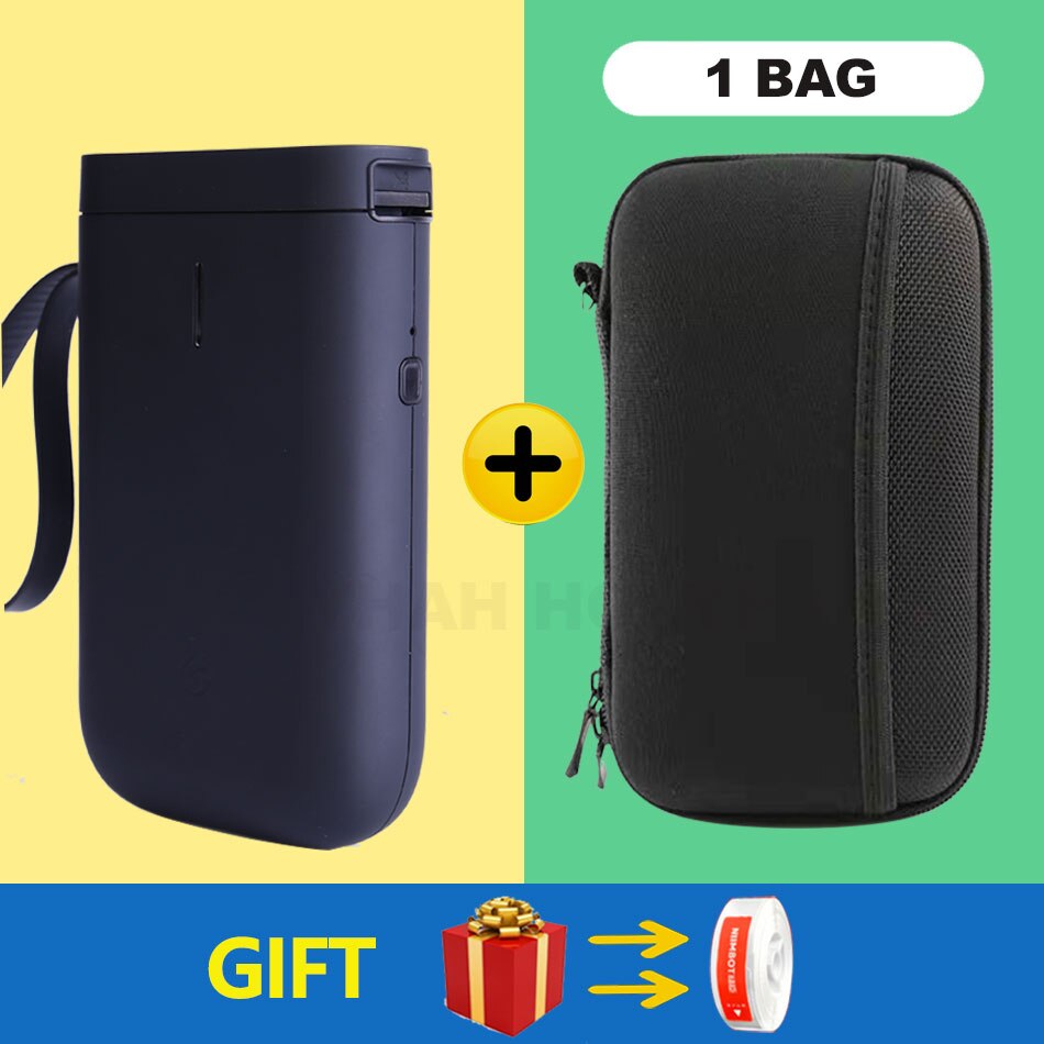 Niimbot D11 Mini Portable Thermal Label Printer Pocket Tape Sticker Label Maker For Mobile Android iOS Phone: Black Add White Bag